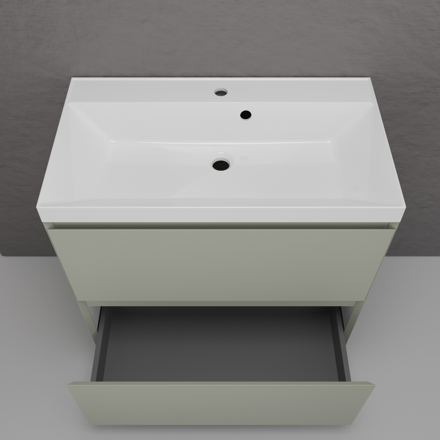 Тумба напольная Style Line Манхэттен 80 Эмаль, с раковиной Asti 80 белый, олива