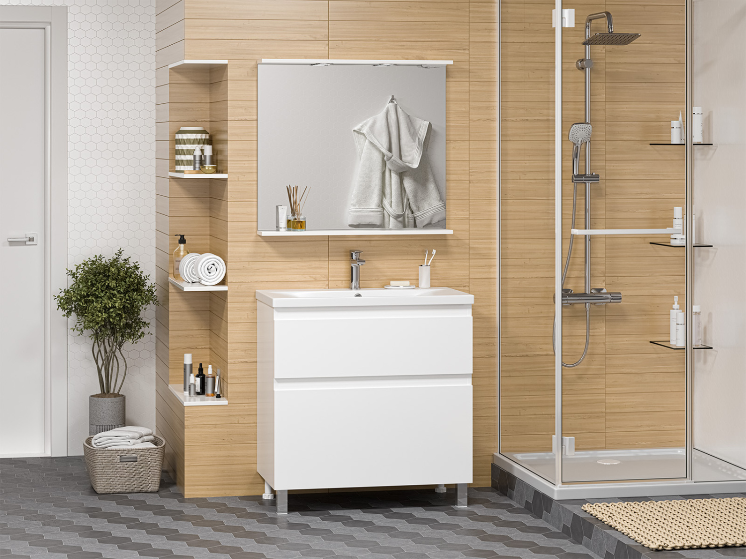 Тумба с раковиной Misty Лаки 80 белый