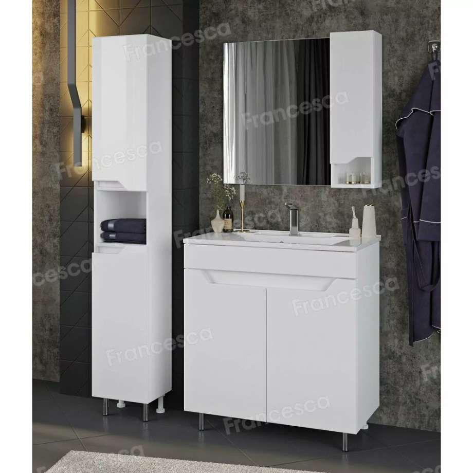 Мебель для ванной Венеция Неаполь 80 напольный комплект, белый глянец