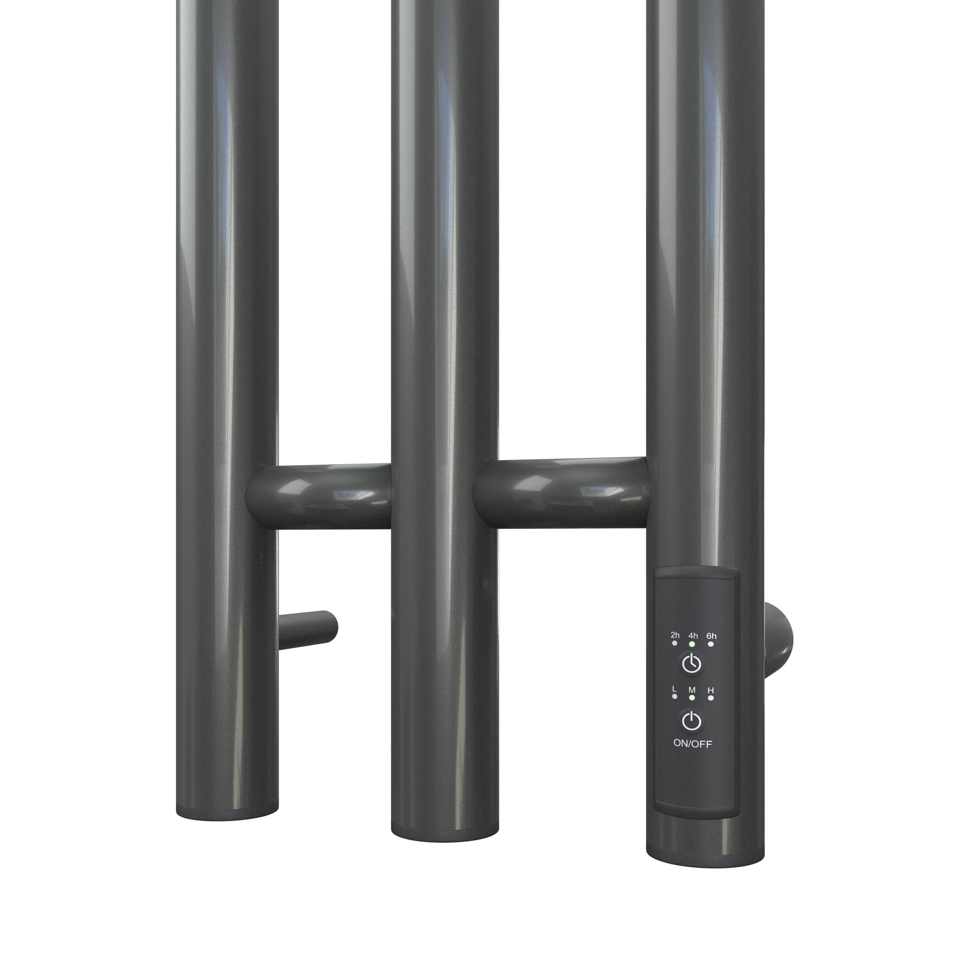 Полотенцесушитель электрический APEXTERMO Luna LN10122GF 1200x120 с крючками, графит металлик