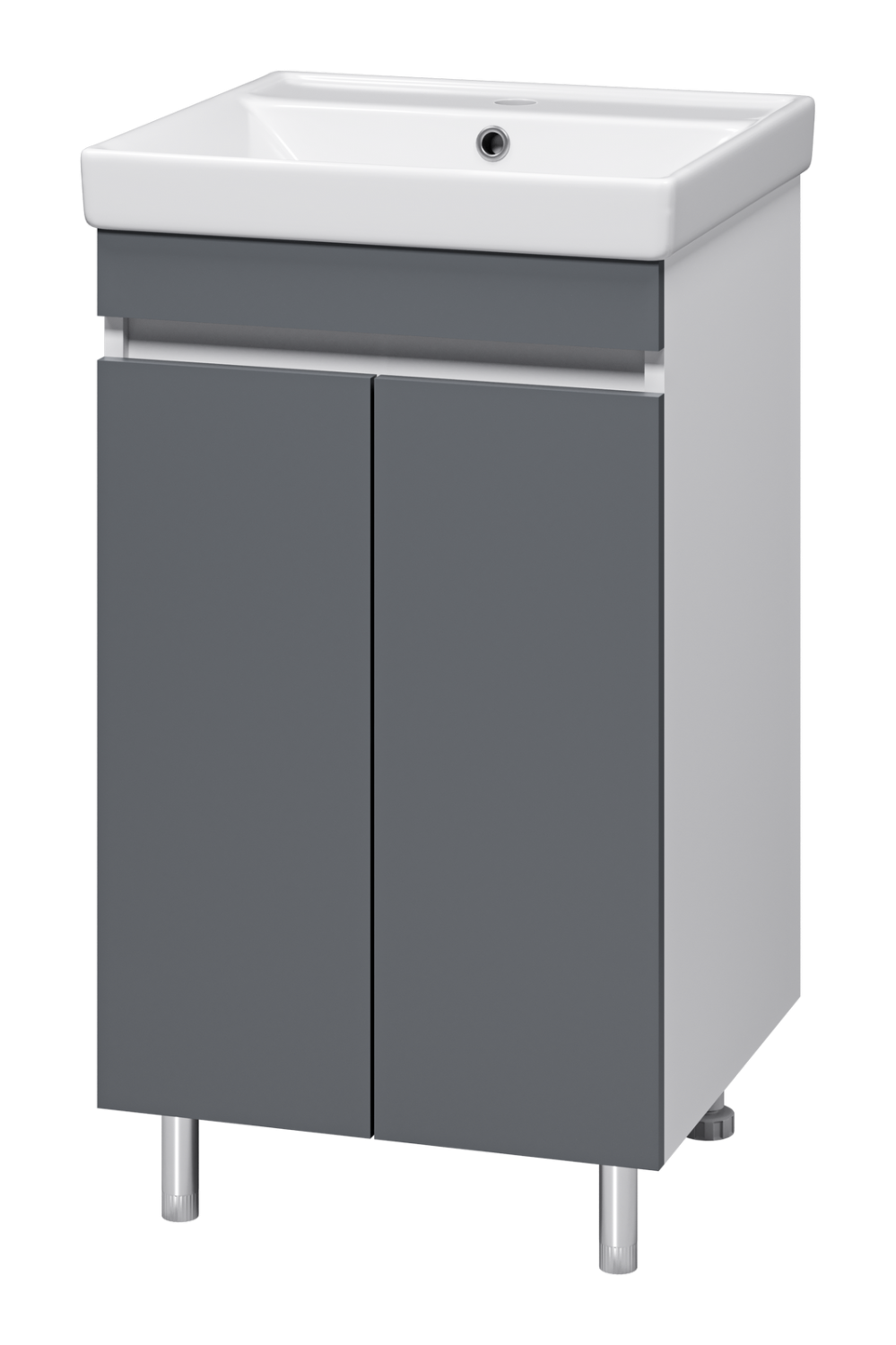 Тумба Misty Майна 50 с раковиной Como 50, напольный, графит/белый