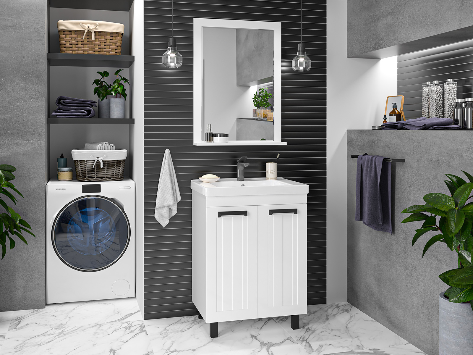 Тумба с раковиной Misty Спарта 65 белый