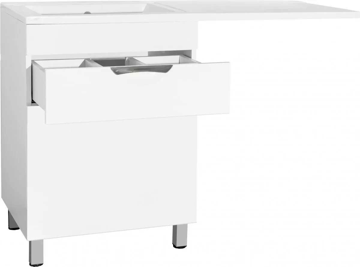 Тумба напольная Style Line Жасмин 60 с раковиной 120 Даллас Люкс PLUS L под стиральную машину, с корзиной, белая