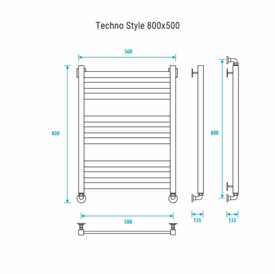 Полотенцесушитель водяной Energy Techno Style 800x500 хром