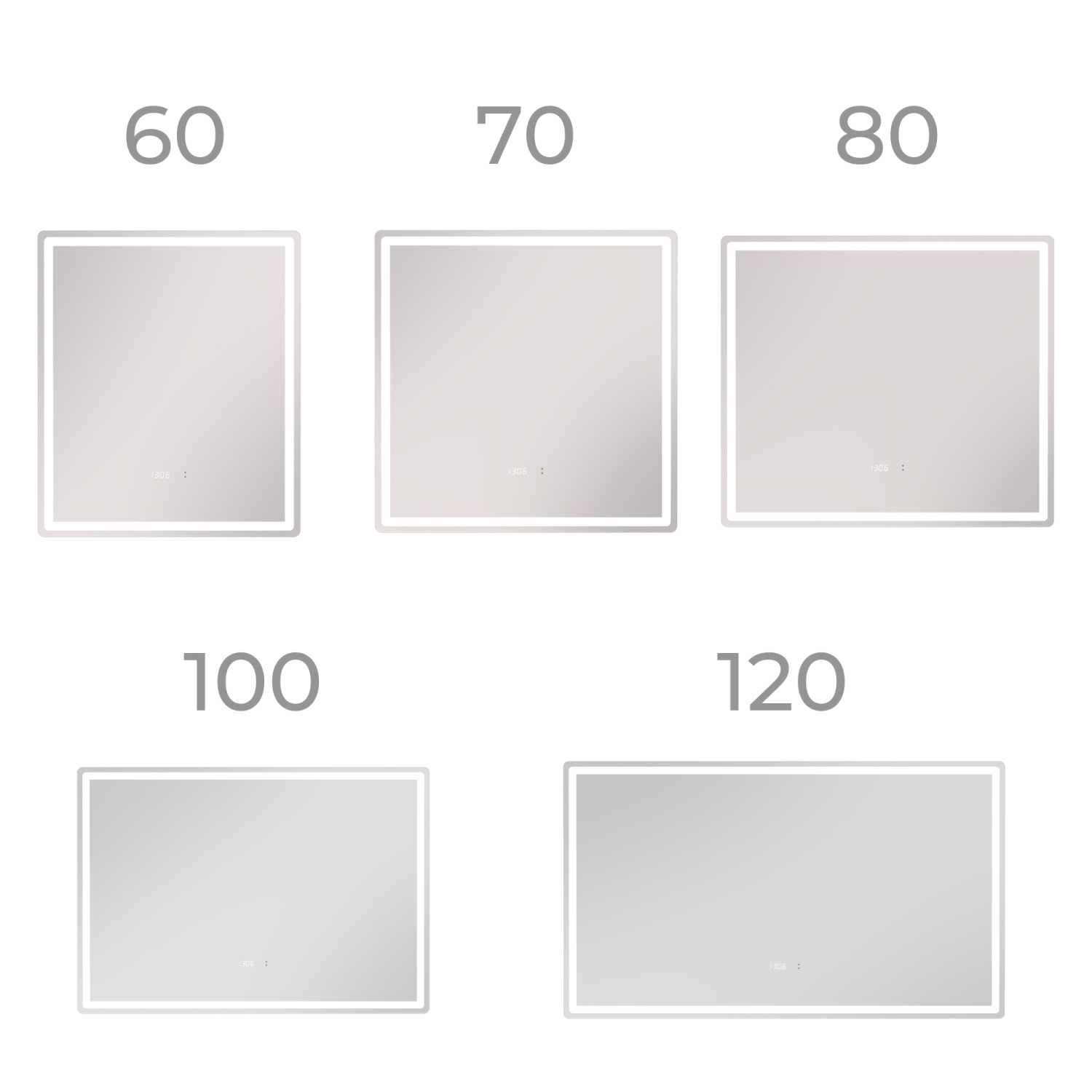 Зеркало Vigo Geometry Luxe 1200 свет, сенсор, часы, антизапотевание