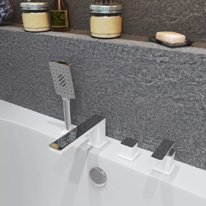 Смеситель на борт ванны Timo Torne 4330/00Y-16Y белый матовый хром/белый