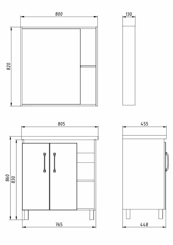 Зеркало шкаф Асб-мебель Адель 80 белый/дуб сонома