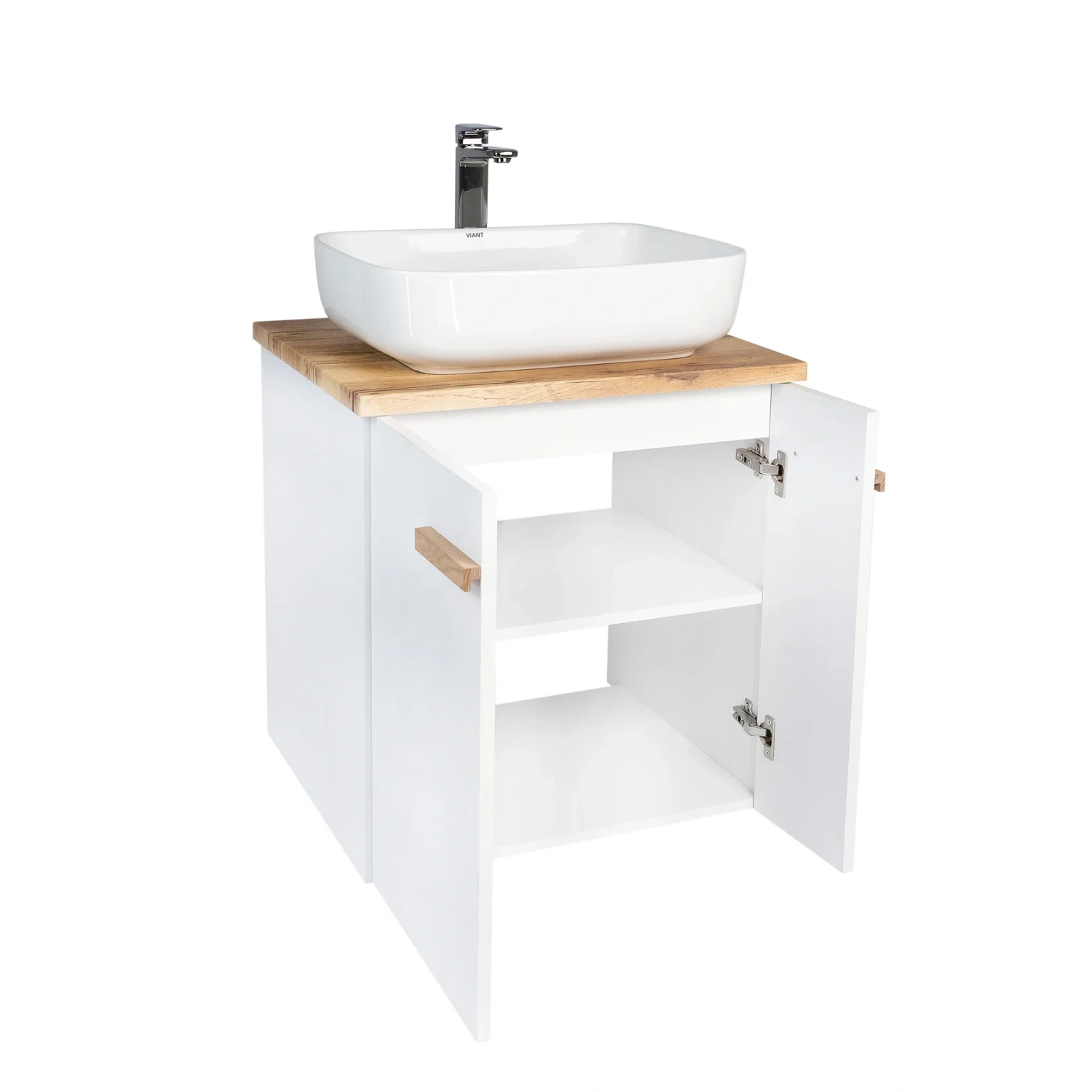 Тумба подвесная Viant Мюнхен 70 с раковиной Moduo 50, белый