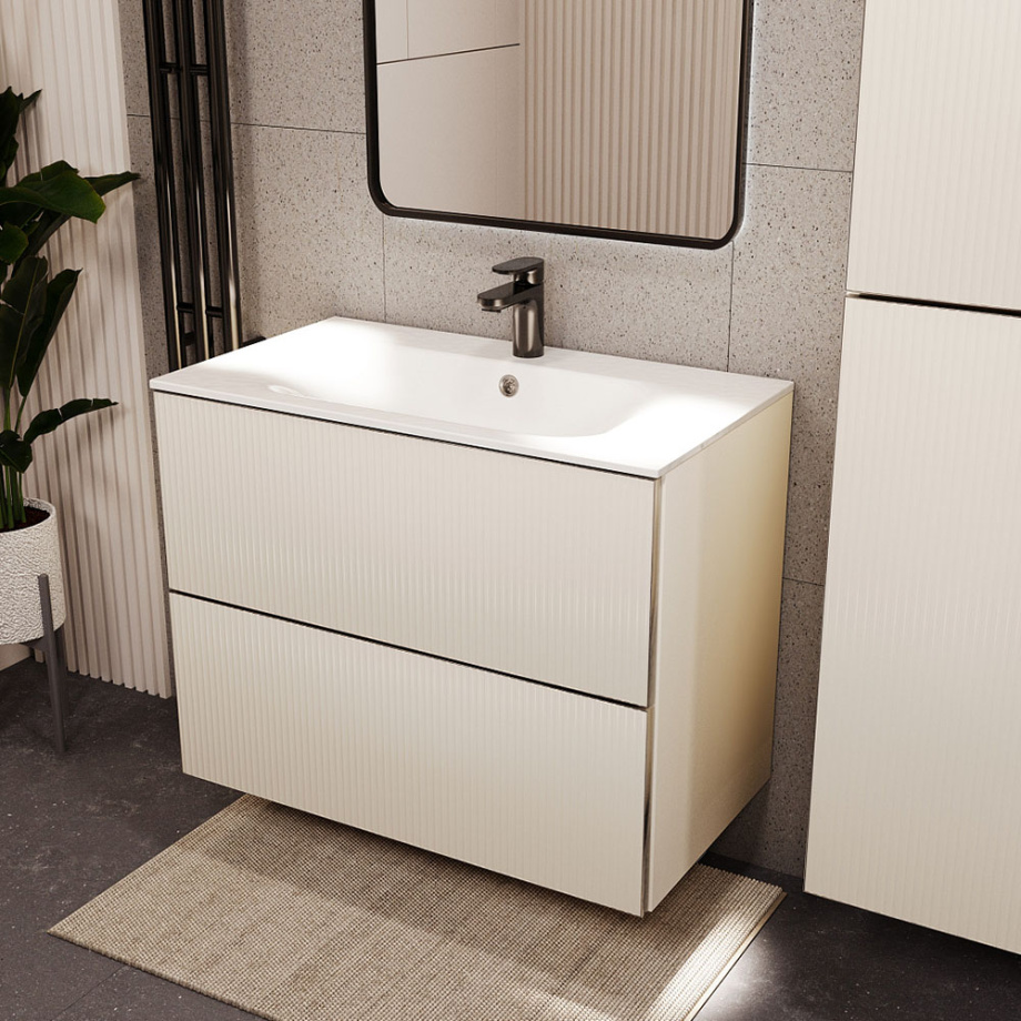 Тумба с раковиной подвесная (80 см) Terminus Euromix EUR10802900101OSL, айвори