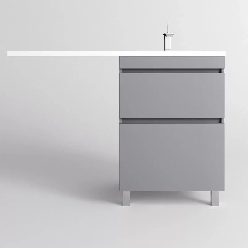 Тумба с раковиной Style Line Даллас Леон 120 Люкс Plus ПВХ под стиральную машину, напольная, 2 ящика, правая, серый матовый Тумба с раковиной Style Line Даллас Леон 120 Люкс Plus ПВХ под стиральную машину, напольная, 2 ящика, правая, серый матовый