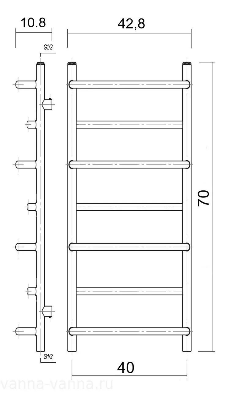 Полотенцесушитель водяной Domoterm Орфей П7 400x700 АБР античная бронза