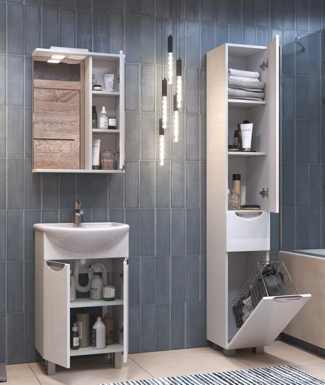 Зеркало со шкафчиком Vigo Callao 50 R, свет, белый