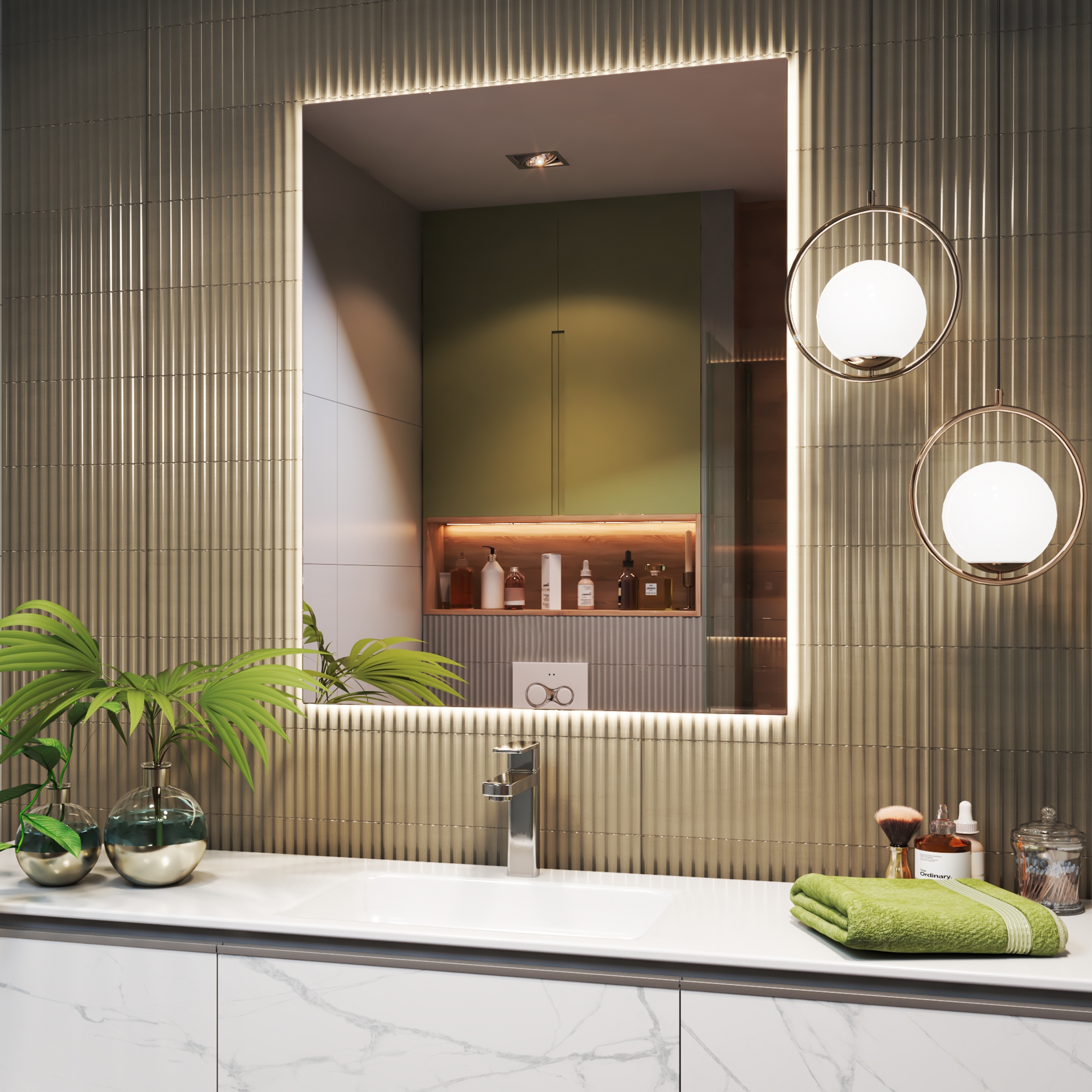 Зеркало Vigo Quadro Comfort 80 свет, сенсор, антизапотевание