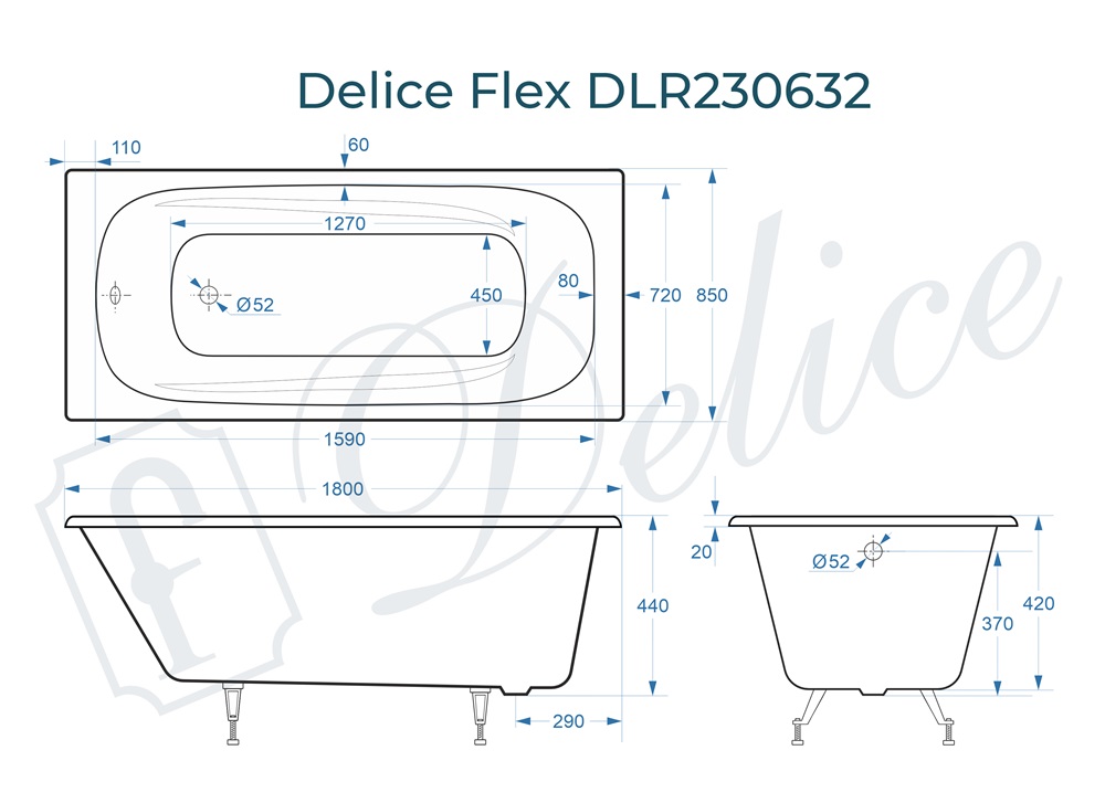 Ванна чугунная Delice Flex 180х85 DLR230632
