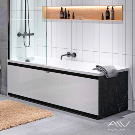 Экран под ванну Alavann Rita Black 180 раздвижной со съемной дверкой белый