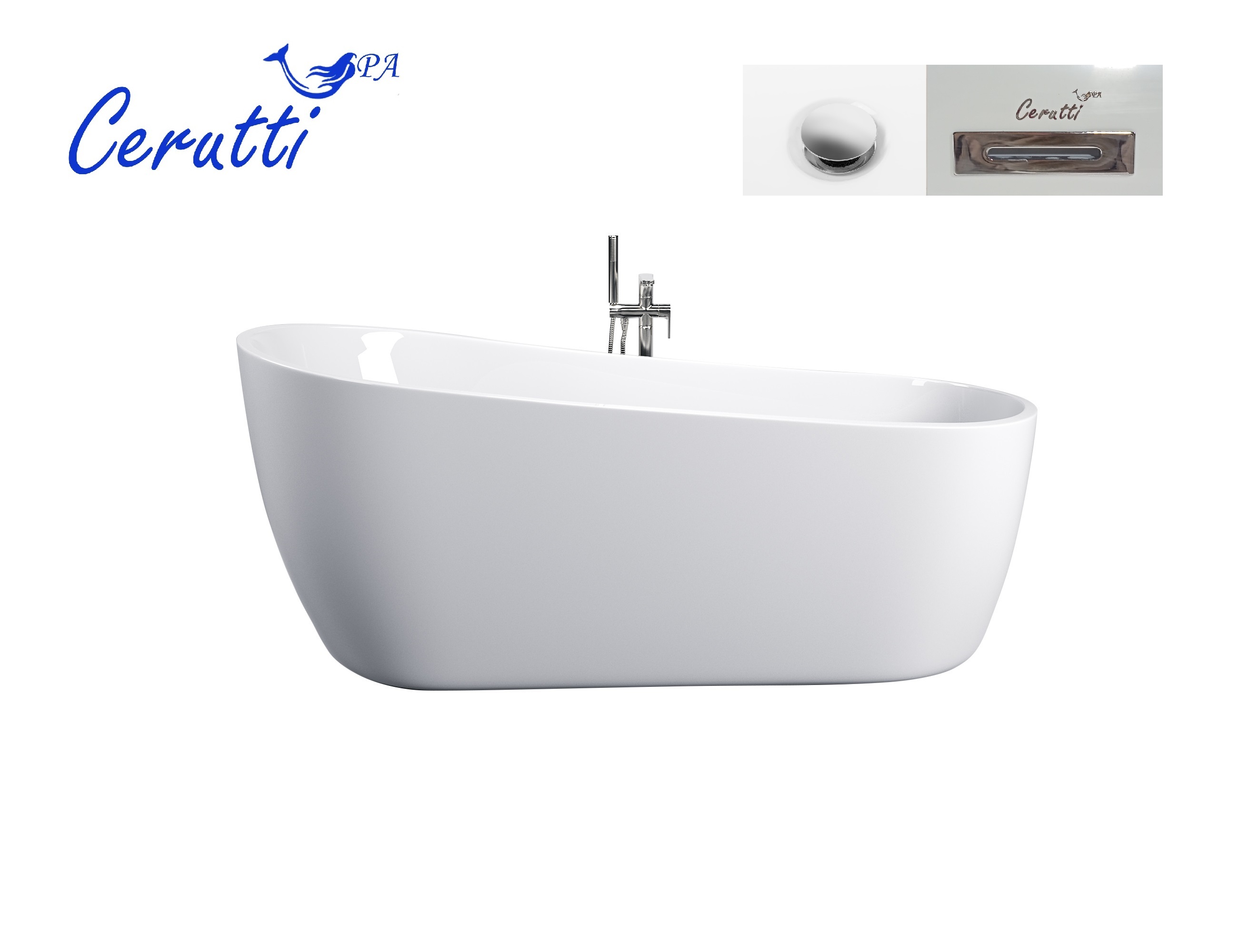 Ванна акриловая Cerutti Spa VIVA отдельностоящая (1700x750x650)