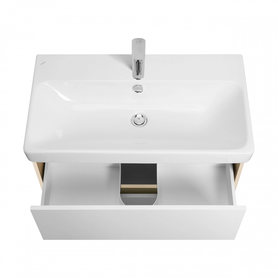 Тумба Aquaton Сканди 80 с раковиной Адриана 80, 2 ящика, подвесная, дуб верона