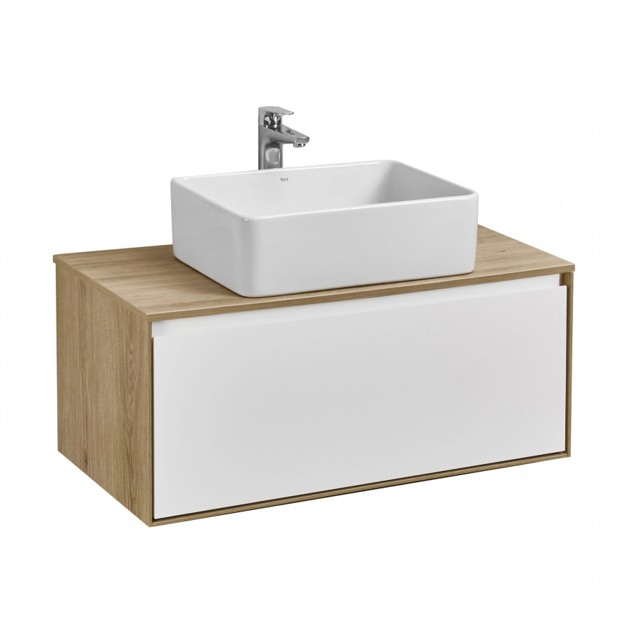 Тумба подвесная AQUATON Либерти 90, столешница, раковина MILA 50х35, дуб эльвезия