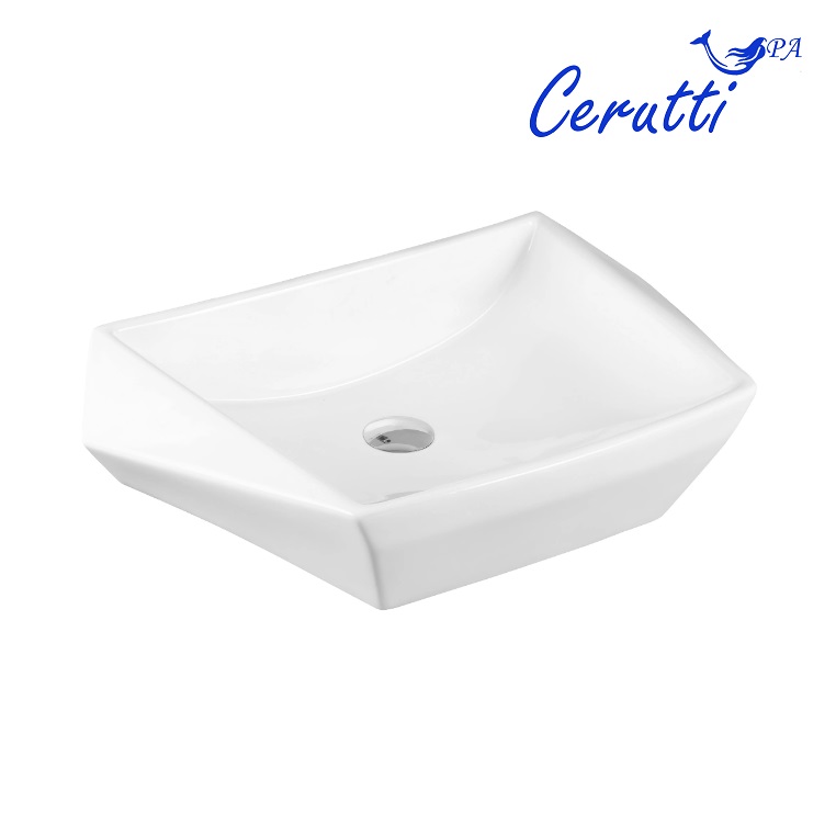 Раковина Cerutti Spa CR7065 накладная, белая, асимметричная 600х410х155