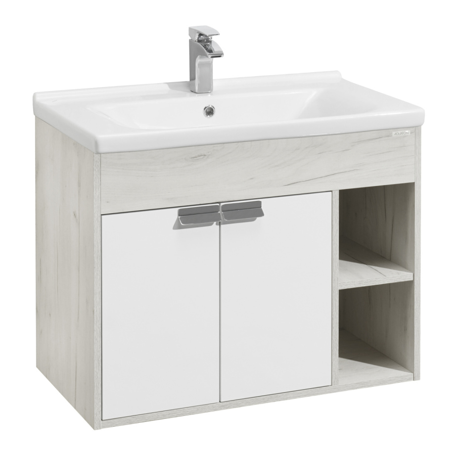 Тумба Aquaton Флай 80 с раковиной Миранда 80, подвесная, белый