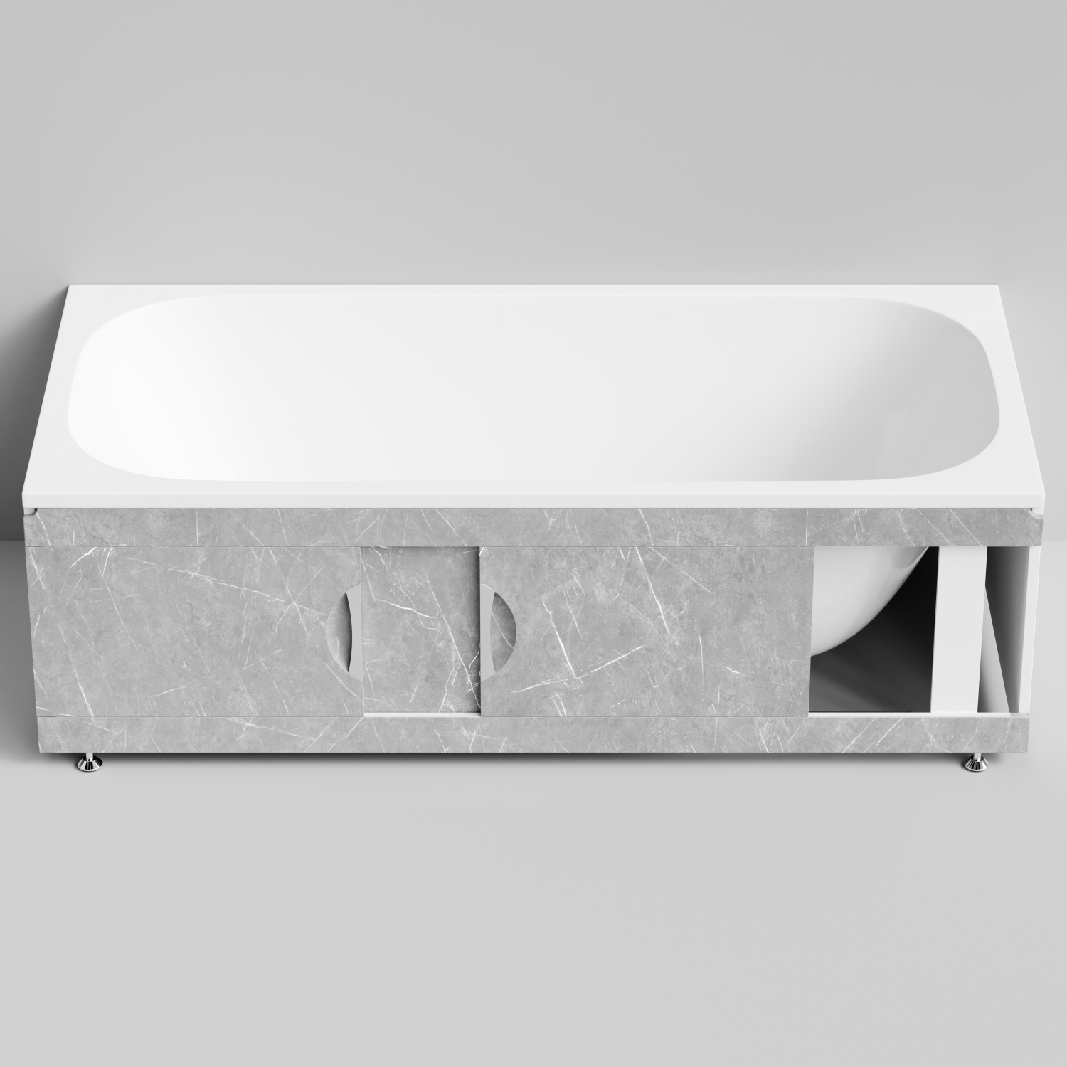 Экран под ванну Vod-ok Топ 180 раздвижной Мрамор Белый софт тач