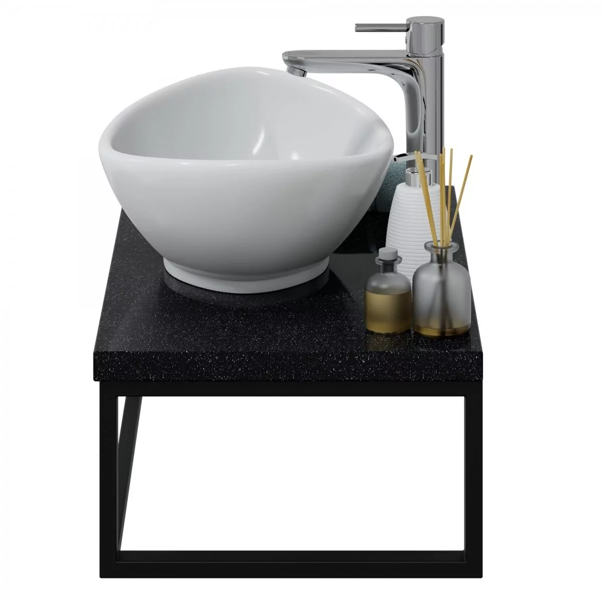 Консоль со столешницей Санта 80х45 млечный путь, с раковиной Гамма 56