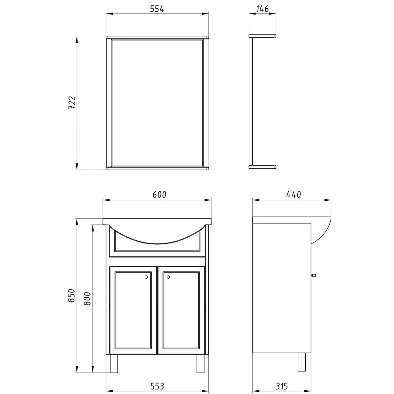 Зеркало Асб-мебель Альпина 60 с белый/дуб золотой