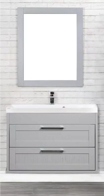 Тумба подвесная ValenHouse Эйвори 80 с раковиной Classic 80, 2 ящика, серый