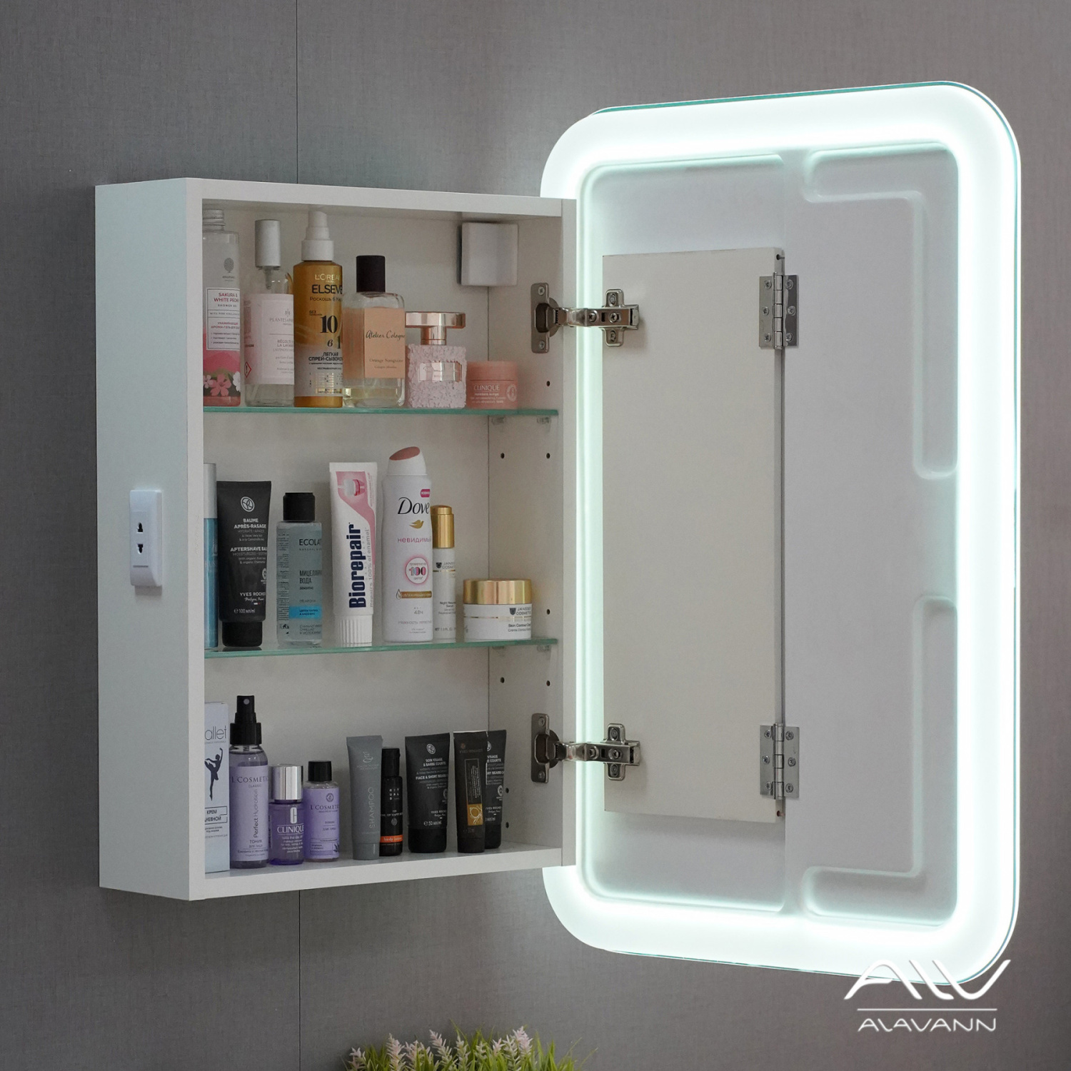 Зеркало-шкаф Alavann Cosmetic Light 50 свет, приближение, сенсор, перевертыш