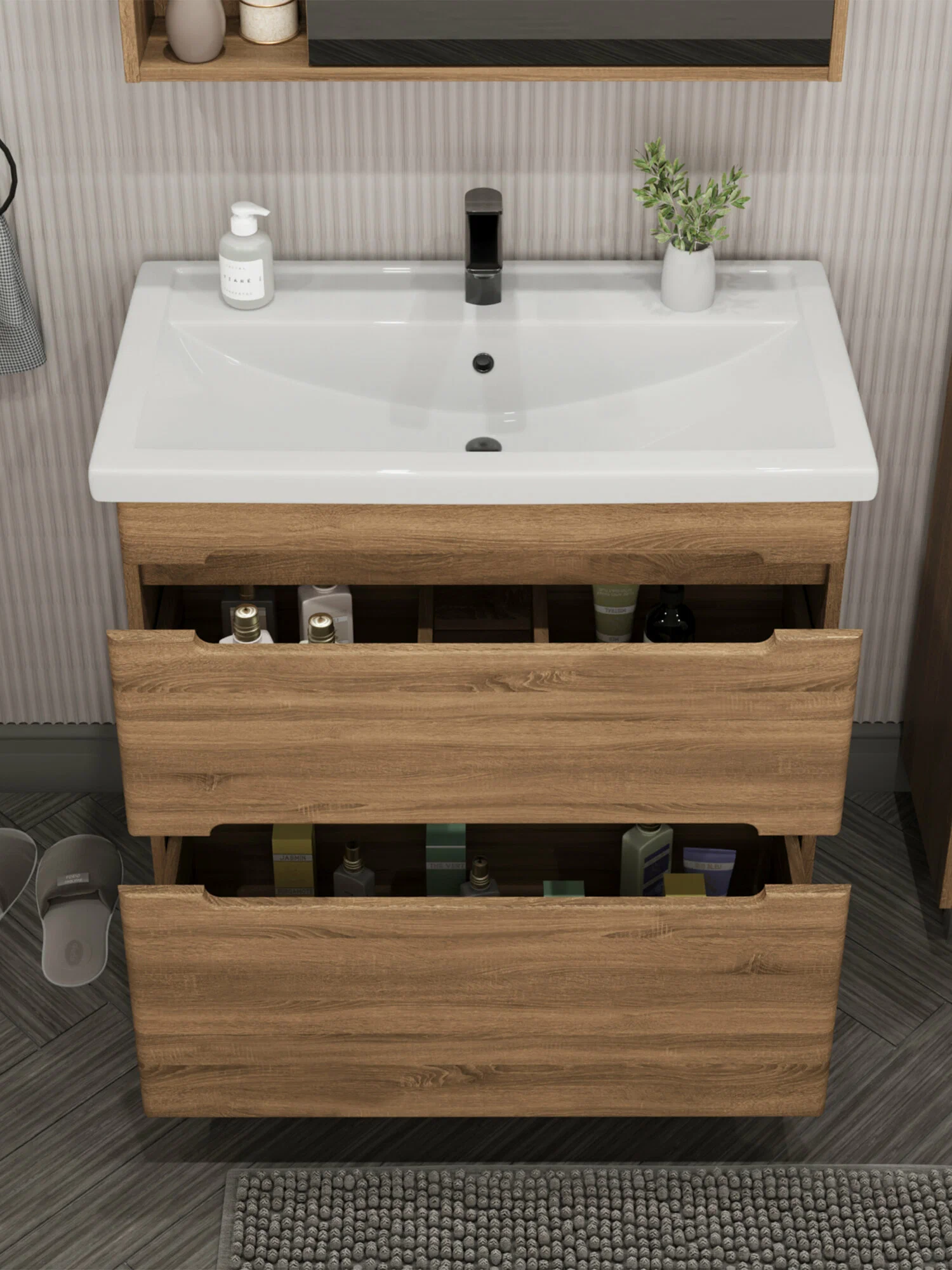 Тумба напольная SanStar Diva 70 с раковиной Фостер 70, Gold Craft