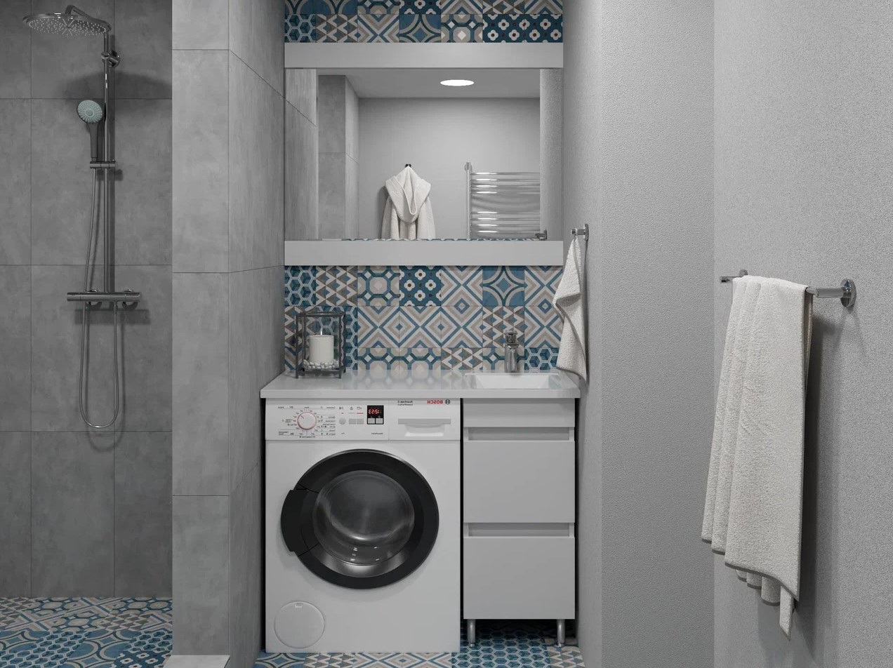 Тумба напольная Stella Polar Мадлен 105 с раковиной Мадлен 105, R, 2 ящика, белый