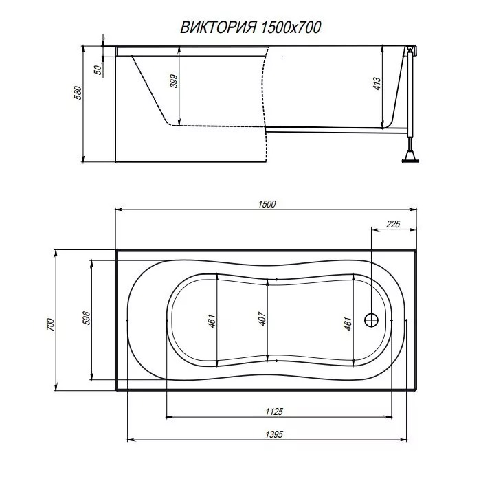 Ванна акриловая Alex Baitler Victoria 150x70