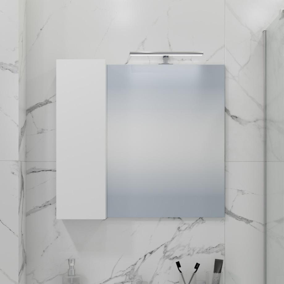 Зеркало со шкафчиком Санта Антарес 70 L свет, белый