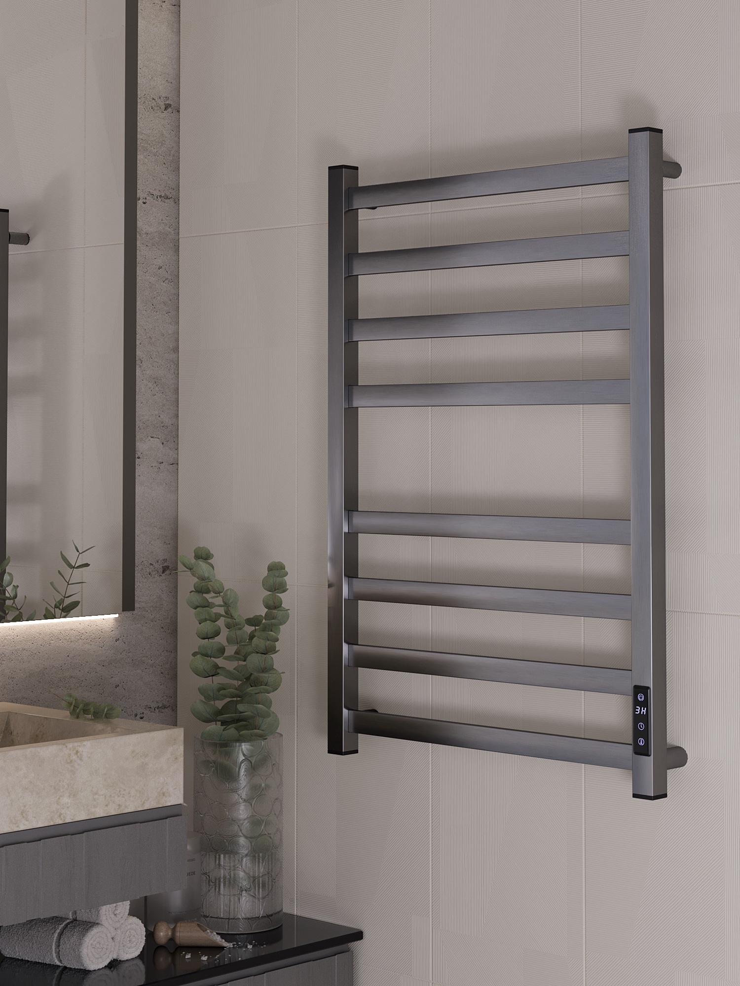 Полотенцесушитель электрический APEXTERMO Терра TR00185GN 800x500, оружейная сталь