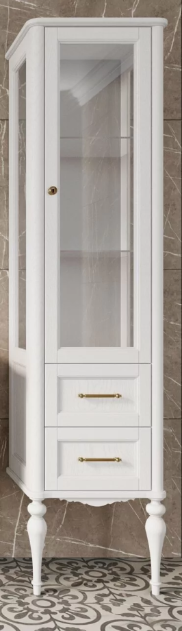 Пенал напольный ValenHouse Эстетика 50 R белый, золото