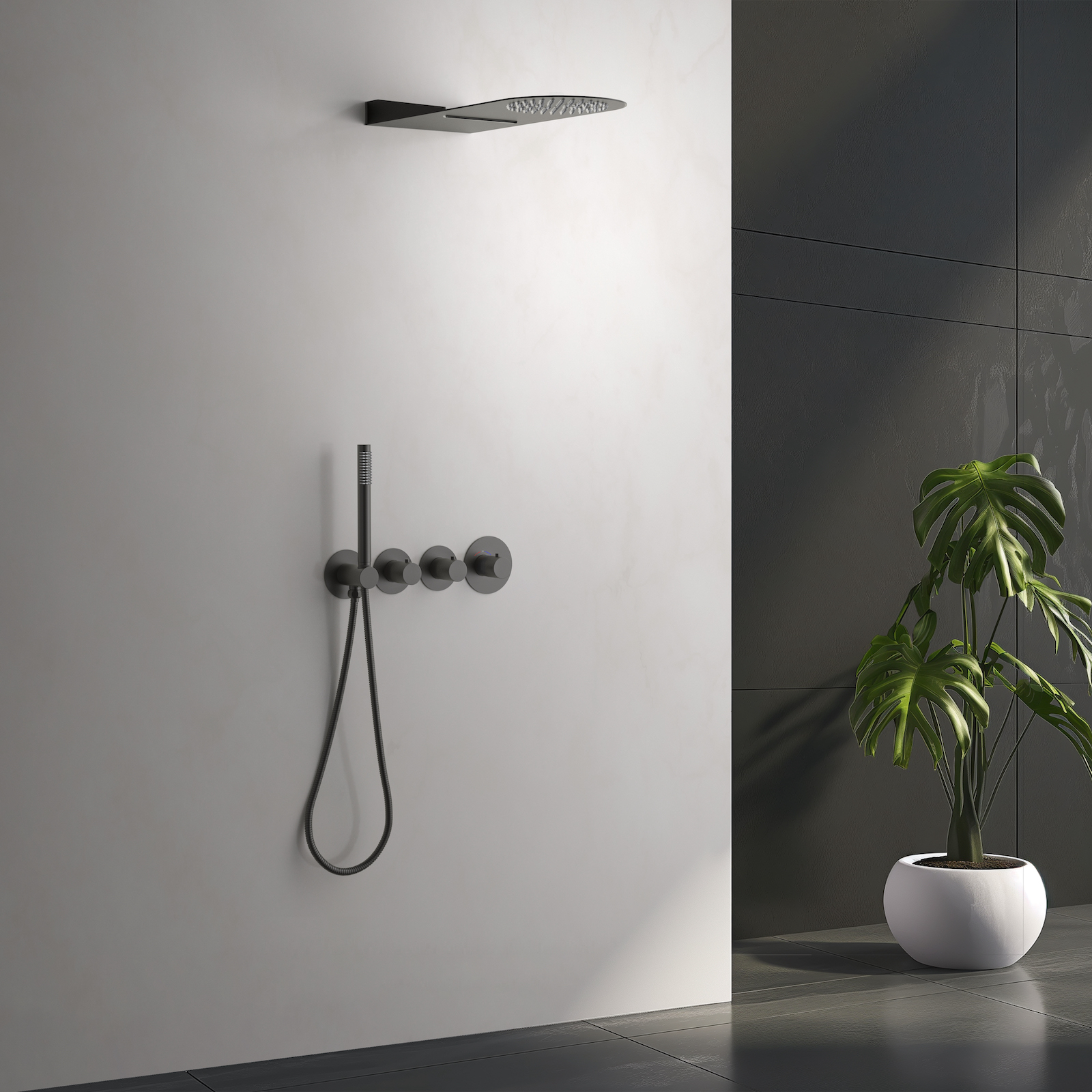 Душевая система встроенная с термостатом Timo Saona SX-2350/18SM черное золото