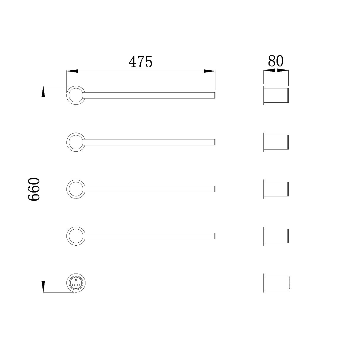 Полотенцесушитель электрический RAGLO R350.52.09 встраиваемый сенсорный с терморегулятором, графит