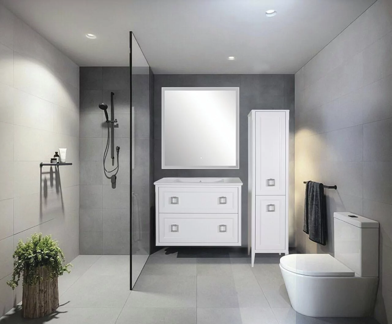 Мебель для ванной ASB Woodline Рома 80 П комплект, подвесной, белый