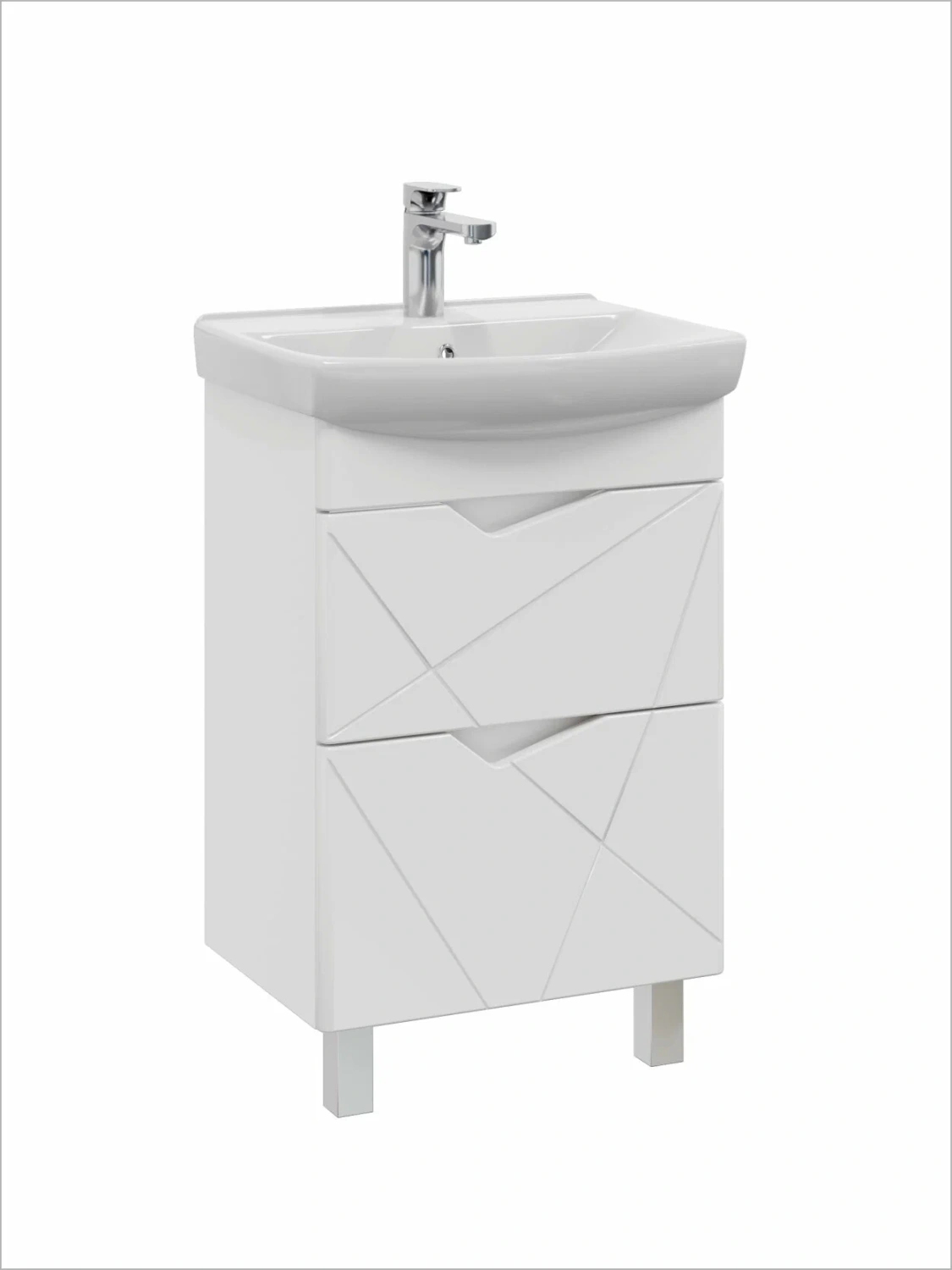 Тумба подвесная SanStar Линни 60 с раковиной Клермонт 60, белая