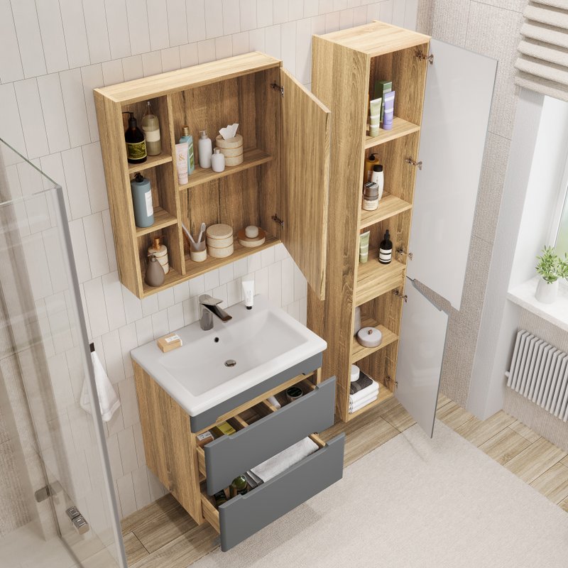 Тумба подвесная SanStar Diva 50 с раковиной Como 50 (комплект), Gold Craft