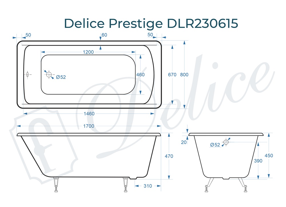 Ванна чугунная Delice Prestige 170х80 DLR230615