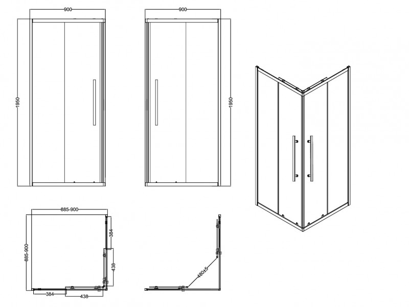 Душевой уголок ESBANO ESF-90KV-GM 90х90х195