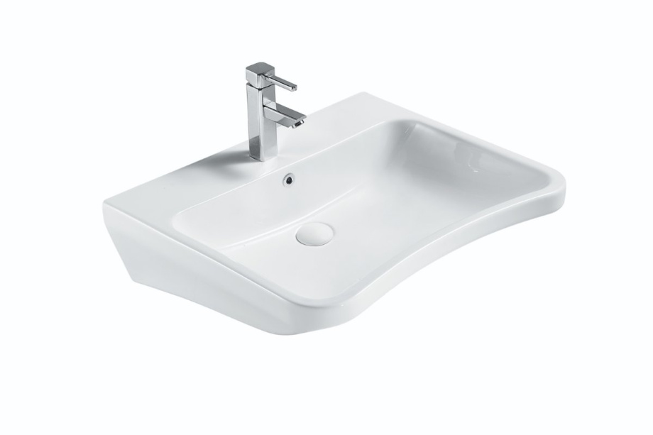 Раковина подвесная SantiLine SL-3011, прямоугольная, фаянс, глянцевая белая