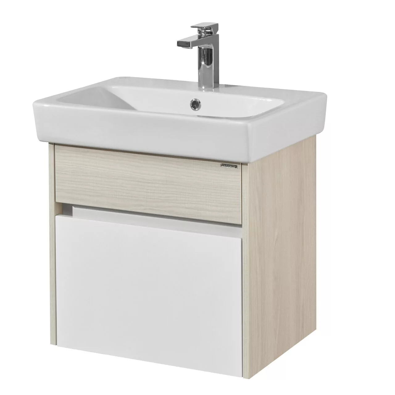 Тумба подвесная Aquaton Верди 60 раковиной Нео 60, белый/ясень