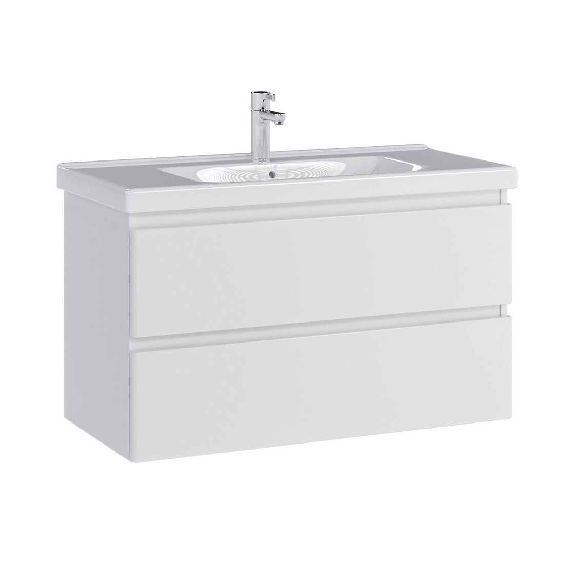 Тумба подвесная SanStar Riana 100 с раковиной Гармония 100 (комплект), белая