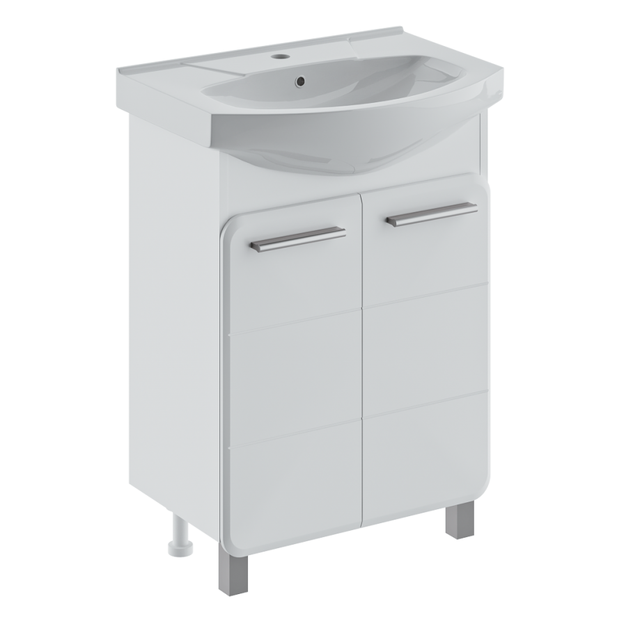 Тумба напольная Runo Эрика 60 с раковиной Элеганс 60, белый