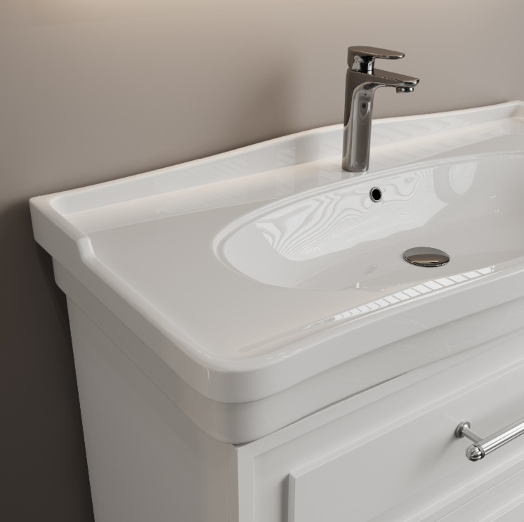 Тумба подвесная Onika Элисан 105 с раковиной Модерн 105, белая