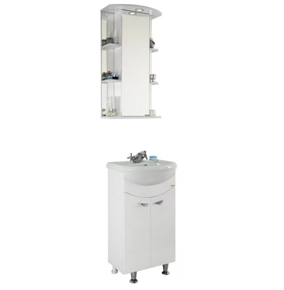 Тумба напольная Vod-ok Эльба 45 с раковиной Уют 45, белая