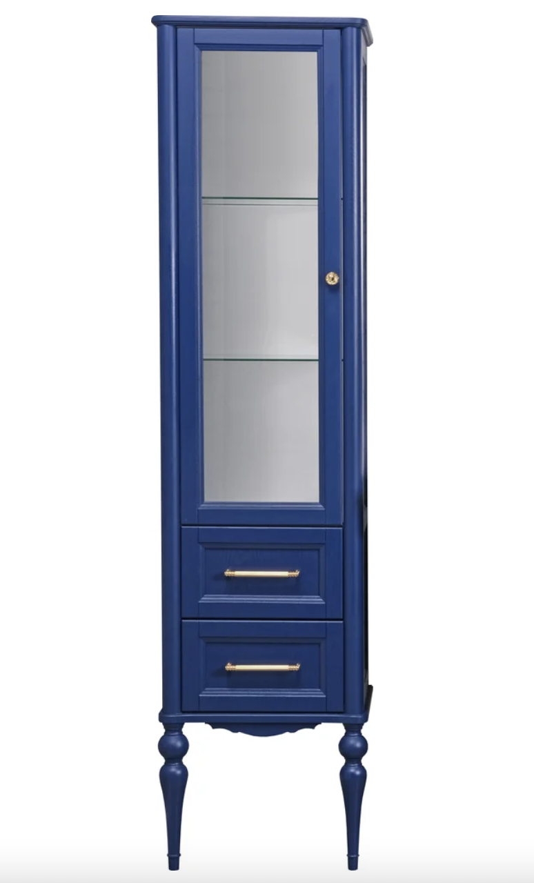 Пенал напольный ValenHouse Эстетика 50 L витрина, синий, золото