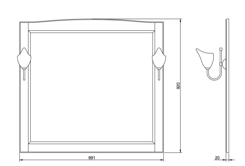 Зеркало ValenHouse Эллина 105 свет, слоновая кость, хром